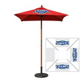 4' Square Wood Umbrella with 4 Ribs, Full-Color Thermal Imprint, 3 Locations